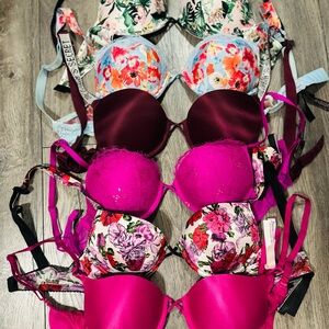 Floral and Solid Women's Bra Set